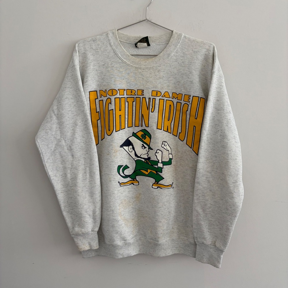 Vintage Notre Dame Fightin' Irish Home Team Advantage Sweatshirt Grey Medium